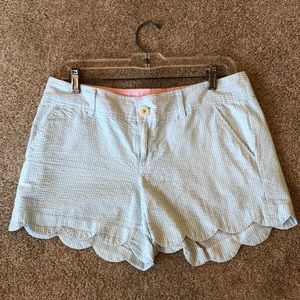 Lilly Pulitzer seersucker scalloped chinos